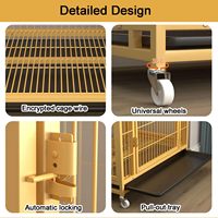 Cage à chat multi-niveaux Golden Triangle avec toit en pente, plusieurs portes cintrées, niche pour chat, hamac, griffoir et boîte simple roulante