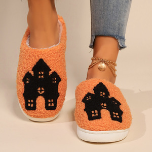Felpa Fuzzy Halloween Castillo Payaso Murciélago Gato Boo Spooky Zapatillas Mujeres Hombres - Product Image 2