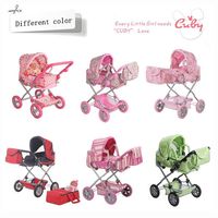 Rétractable Pliant Double Stable Fer Cadre Poussette 3-Ages Faire semblant Jouer Landau Accessoire pour Bébé Poupée Jouets