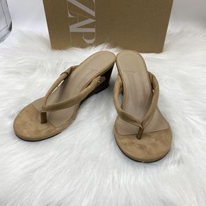 Sandales compensées à entre-doigts en PU respirantes et confortables, style français, à talon haut et tendance pour femme - Product Image 2
