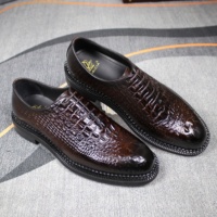 Chaussures habillées en cuir gaufré crocodile de haute qualité pour hommes, semelle épaisse, chaussures de ville formelles, logo personnalisé, vente en gros directe usine