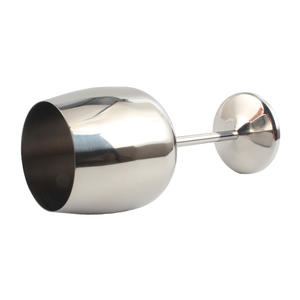 Verre à vin en acier inoxydable - 18,5 oz Verres à vin finition miroir argenté - Verres à vin incassables - Gobelets à vin en métal à pied - Product Image 3