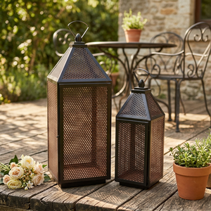 Modern Designer <b>Moroccan</b> Lantern Black Copper Metal <b>Decorative</b> Candle Holder for Home and Garden <b>Decorations</b> - Product Image 1