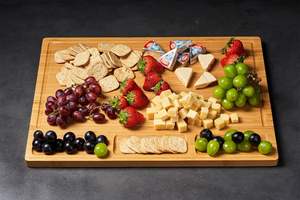 Modern 3-Piece Rectangle Wood Bamboo Tray <b>Set</b> with High Quality Plated Handle <b>Serving</b> Food <b>Dishes</b> for Parties - Product Image 4