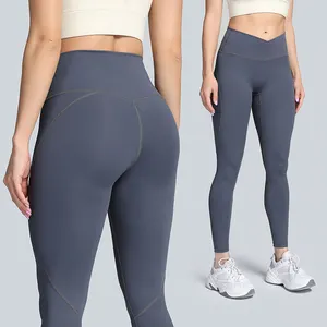 Leggings deportivos de LICRA sin costuras para mujer, mallas deportivas personalizadas, color negro