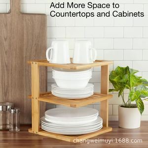 Solid Wood Multi Layer Drain <b>Rack</b> Square Quick Dry Kitchen Countertop Storage <b>Rack</b> For <b>Plates</b> Dishes Bread Fruit - Product Image 4
