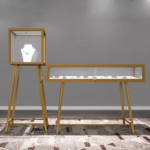 Glass Counter Display Jewelry Showcase Metal Jewelry Stand Displays For Jewelry Shop Display