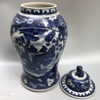 Jingdezhen Rétro Antique Comme Style Bleu et Blanc Porcelaine Lion Danse Céramique Couvert Gingembre Pot Chine Ming Style Vase