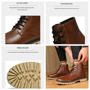 Botas de Hombre para Otoño e Invierno, Estilo Británico Vintage, Cálidas, de Cuero, Casuales, con Cordones, Antideslizantes, Tallas Grandes 37-50 - Product Image 6