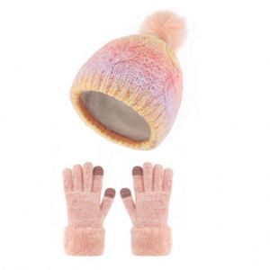 Vente en gros de bonnets d'hiver pour enfants, bonnets tricotés pour enfants, bonnets à pompon pour bébés, ensemble de bonnets et de gants - Product Image 4