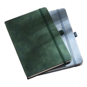 A5 Leather Hardcover Thread Sewing Strap Notebook 100 Sheets College Student Journal Thickened Record Book <b>Pen</b> Gift Box - Product Image 1