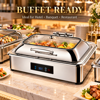 Chauffe-Plat Commercial Électrique en Acier Inoxydable avec Capacité de 9L et Contrôle Numérique Intelligent pour Buffet