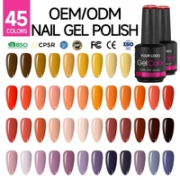 Vernis à ongles UV professionnel 45 couleurs, facile à appliquer, longue tenue, échantillon gratuit, produits de beauté personnalisés OEM, vente en gros