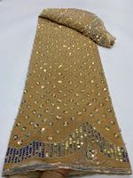 Tissu en dentelle de velours africain en gros avec perles, prix compétitif, tissu en dentelle de velours à sequins