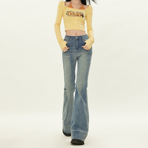 Ultimo autunno e inverno donna di alta qualità Vintage a <span class=keywords><strong>vita</strong></span> <span class=keywords><strong>bassa</strong></span> <span class=keywords><strong>Skinny</strong></span> <span class=keywords><strong>Jeans</strong></span> svasati - Product Image 6