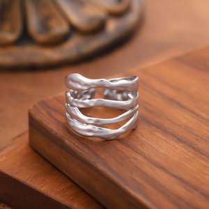 2026 Women's Trendy Irregular Shape 18k Gold Plated Stainless Steel Adjustable <b>Open</b> <b>Ring</b> Waterproof Fashion Jewelry - Product Image 5