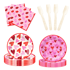 Juego de Vajilla para Fiesta de San Valentín DAMAI, Incluye Plato de Papel, Vaso de Papel y Servilleta para Decoraciones de San Valentín - Product Image 4