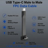 Câble court flexible FPC Type C mâle-mâle blindé, prise en forme de L à 90 degrés, charge rapide 100W, sortie vidéo 4K 40 Gbps, directement de l'usine