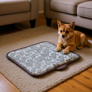 Couverture chauffante pour animaux de compagnie réglable et imperméable, 45x45cm, motif floral, rectangle, tapis textile pour chien et chat, hiver - Product Image 2