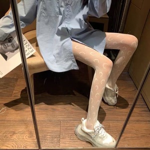 White Floral Fishnet Stockings For Women 5D Ultra Thin Spring Autumn Sexy Legwear - Product Image 1