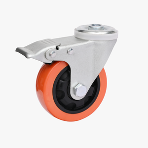 3 4 <span class=keywords><strong>5</strong></span> Zoll PU-Trolley-Rad mit Kunststoffkern, Industrielle Schwerlast-Schwenkrollen aus Edelstahl mit Bremse für Möbel - Product Image 3