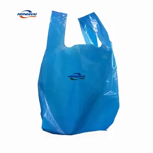 Hdpe Blauw Wit Geel Plastic T-shirt Vriezer Zak Voedsel Verpakking Zak Op Roll