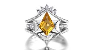 Anillo de cóctel de plata de ley 925 con citrino natural para mujer, joyería de lujo con piedras preciosas finas y engaste de púas en forma de cometa para boda - Product Image 4