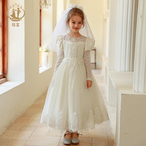 Белое элегантное платье с цветочным принтом для девочек - Product Image 3