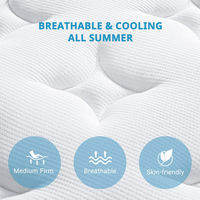 Matelas Euro Top ignifuge Queen/King Size à ressorts ensachés, mousse à mémoire de forme rafraîchissante compressée, livré en boîte