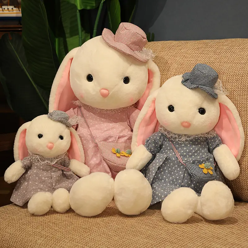 Kawaii Long chapeau d'oreille lapin poupée en peluche belle décoration journée des enfants cadeaux d'anniversaire doux lapin en peluche jouets pour filles femmes