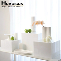 Équipement de Restauration Huadison Présentoir Rectangulaire en Acrylique Blanc pour Buffets et Aliments