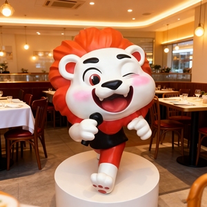 CS078 High Strength Art Fiberglass Cartoon Lion Sculpture Outdoor Indoor <b>Decorative</b> Statue for Restaurant Entrance - Product Image 1