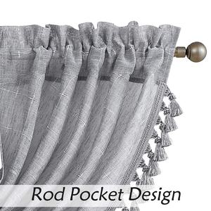 Bindi all'ingrosso ricamo <span class=keywords><strong>grigio</strong></span> cascata mantovana finestra pizzico piega tenda di <span class=keywords><strong>lino</strong></span> - Product Image 3
