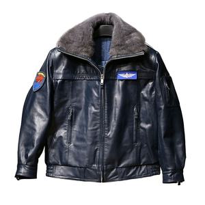 Giacca di pelle di vera pelle da pilota di qualità superiore invernale con pelliccia di visone Unisex giacca di pelle di capra - Product Image 1