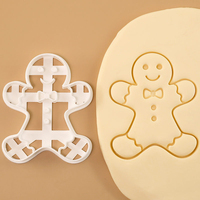 Emporte-pièce en plastique pour biscuits de Noël, bonbons, pâte à modeler, en forme de bonhomme en pain d'épices, emporte-pièce 3D en relief.
