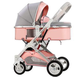 Poussette pour bébé, cadre en métal, légère, pliable, haute, avec absorption des chocs, bidirectionnelle, capacité de charge de 15 kg, 0-6 mois - Product Image 5