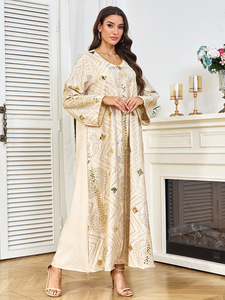 Robe d'été modeste pour femme 2026 de Dubaï, longueur cheville, respirante, à sequins, pour exportation transfrontalière, idéale pour les cérémonies musulmanes du soir - Product Image 3