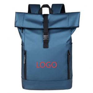 Fashionable Waterproof Oxford <b>Roll</b> Top Student <b>Backpack</b> Durable Flip Business Travel Laptop <b>Backpack</b> for Men - Product Image 1