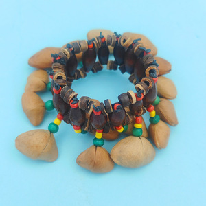 Bracelet en coquilles de noix en gros, clochettes à main, accessoire d'instrument de percussion Djembé africain, bracelet tressé en corde de canard, chaîne de poignet - Product Image 5
