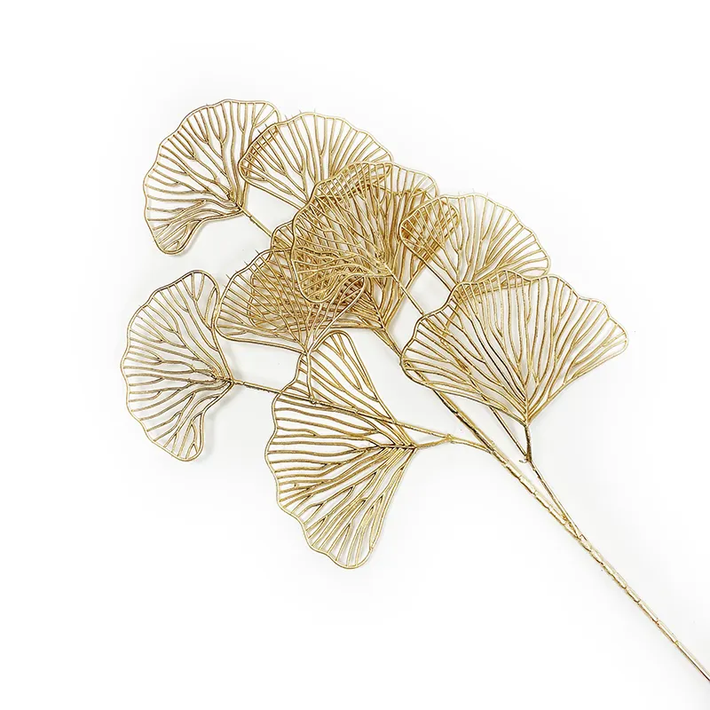 Artificial ginkgo leaf branches plastic gold ginkgo leaf stem plant DIY craft table center decoration family party wedding decor