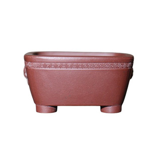 Maceta rectangular de arcilla morada hecha a mano con diseño de cara de animal y perilla, maceta en miniatura para plantas de interior. - Product Image 4