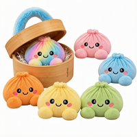 Boîte mystère de jouets en peluche de Noël : Poupée en peluche en forme de boulette de Noël et de pain vapeur arc-en-ciel, cadeau de fêtes
