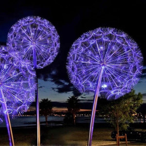 เสาไฟสวนรูปดอกแดนดิไลออนโลหะ ไฟ LED 2700K แสงวอร์มไวท์ IP66 AC 220V แบบติดตั้งถาวร พร้อมเซ็นเซอร์ตรวจจับความเคลื่อนไหวกลางแจ้ง ใช้พลังงานแสงอาทิตย์ ปรับความสว่างได้ - Product Image 4