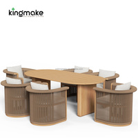 Ensemble de jardin tressé résistant aux intempéries, chaise de salle à manger en teck massif de qualité supérieure, ensemble de table de luxe, ensemble de salle à manger extérieure pour hôtel, restaurant, terrasse