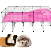 Cage modulaire en grillage métallique rose ZJH avec couvercle pour cochon d'Inde, hérisson, tortue, enclos 5x2 avec mezzanine