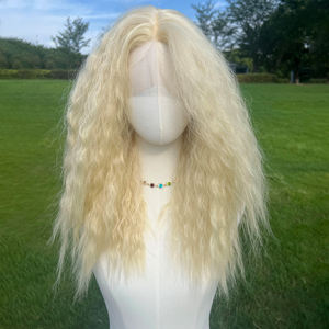 Femme Blonde Moelleux Dentelle <span class=keywords><strong>Cheveux</strong></span> Simulation Naturel Européen Américain Vent Explosion Perruque 20 pouces Haute Température Soie SM9177 - Product Image 3