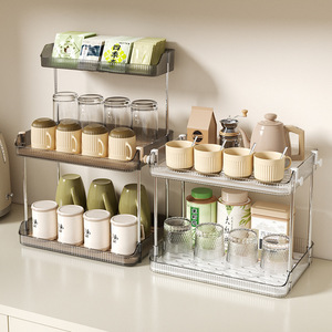 Multi Layer Desktop Storage Rack For Water Cups <b>Tea</b> Coffee Cosmetic Home Living Room Organizing Plastic 2 Sets <b>Standing</b> Type - Product Image 1