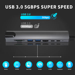 Vente en gros multiport <span class=keywords><strong>USB</strong></span> 3.0 <span class=keywords><strong>USB</strong></span> C <span class=keywords><strong>Adaptateur</strong></span> Type C Hub 8-en-1 pour <span class=keywords><strong>HDMI</strong></span> 4K <span class=keywords><strong>USB</strong></span> 3.0/2.0 PD 65W RJ45 100Mbps SD/TF pour ordinateur portable Mac - Product Image 4