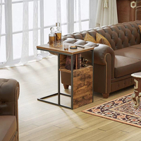 Mesa lateral Reversible de diseño con forma de C para café, estante de madera para aperitivos, sala de estar, sofá y cama