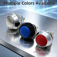 Bouton poussoir métallique coloré de 12 mm, interrupteur à tête sphérique, type momentané, bornes à souder et à vis, plusieurs couleurs disponibles